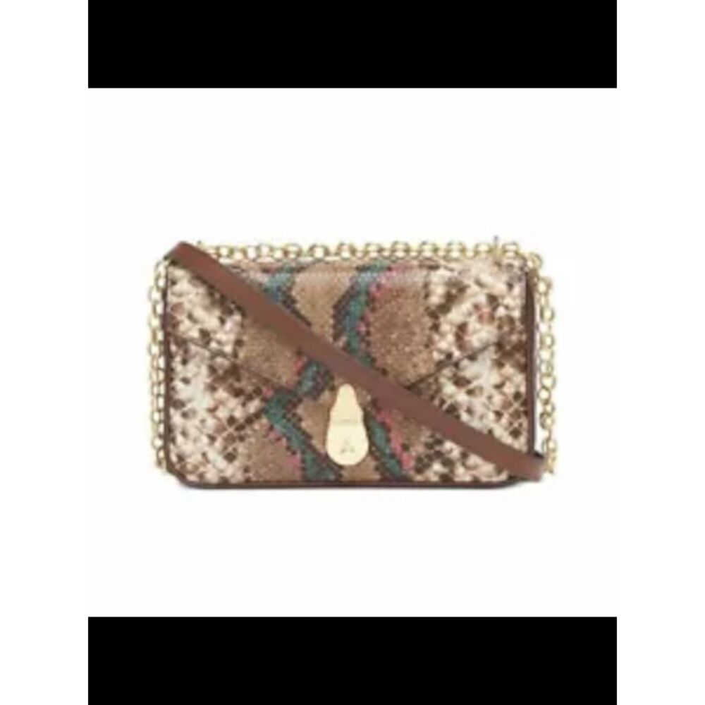 CALVIN KLEIN Brown Snake Print Faux Leather Adjustable Strap Shoulder Bag